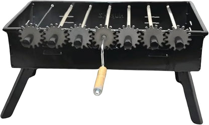 Rotating Camp Grill with Foldable Legs and Carry Bag, Large Skewer Grill