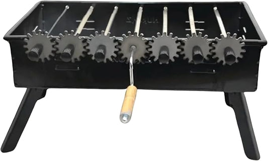 Rotating Camp Grill with Foldable Legs and Carry Bag, Large Skewer Grill