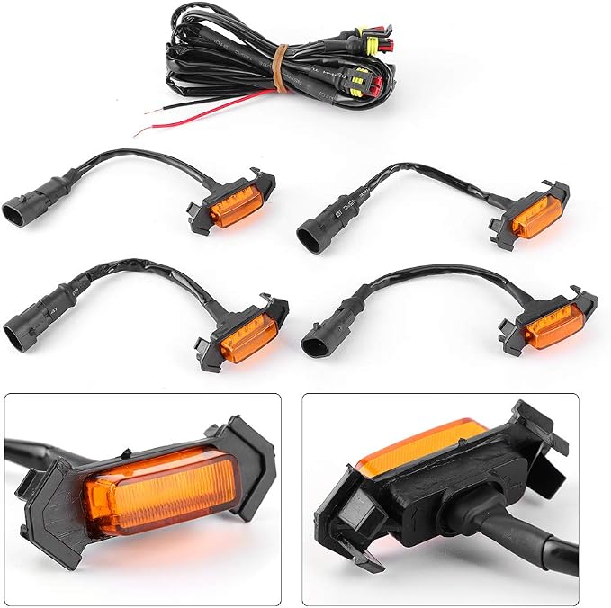 Grille Lights, 4pcs 12V Car LED Grille Light High Brightness Accessory Fit for Toyota 2016‑2020 (Yellow Shell Yellow Light)