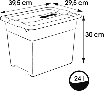 Keeeper Transport Box with Lid, PP, Graphite, 39.5 x 29.5 x 30 cm