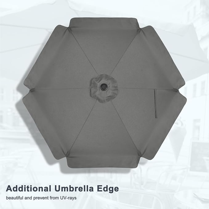 MASTERCANOPY 7.5ft Patio Umbrella with Valance, Crank & Tilt, Dark Gray | 6 ribs, UV/fade-resist, waterproof, vent, for garden/deck/yard/pool