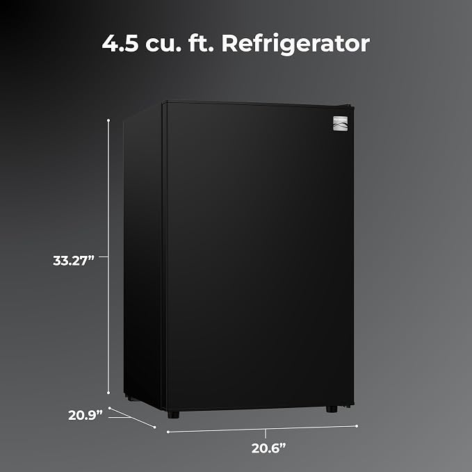 Kenmore 4.5 cu. ft. 21" Compact Refrigerator with Chiller - Black | 4 Can Rack, Adjustable Glass Shelving, Reversible Door, Interior Lighting, ENERGY STAR Certified