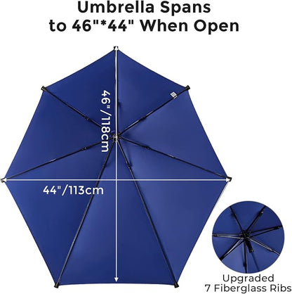 G4Free UPF 50+ Height Adjustable Beach Chair Umbrella with Universal Clamp | UV protection Chair Umbrella for Beach Chair, Golf Cart, Wheelchair, Stroller, Bleacher, Outdoor Patio, silver coating fabric