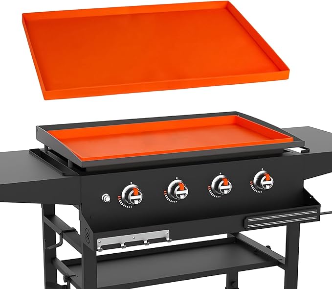 28 Inch Silicone Griddle Mat Cover for Blackstone Skillet Accessories, Heavy Duty Food Grade Grill Mat, Protect Your Griddle from Dirt & Rust All Year Round, Orange