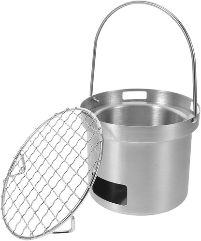 Small Grill: Stainless Steel Small Bbq Grill For Outdoor Camping Picnic Table - Portable Charcoal Barbecue Stove For Backyard Picnic Camping