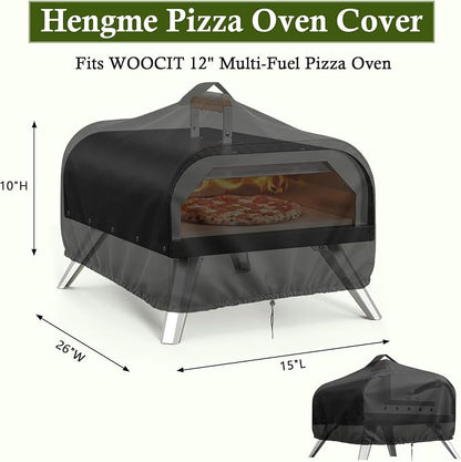 Outdoor Cover for WOOCIT 12" Multi-Fuel Pizza Oven | Waterproof Cover for WOOCIT Wood Fire & Propane Pizza Oven, Heavy Duty Protective Covers - 26 x 15 x 10 Inch