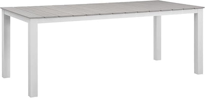 Modway Junction Wicker Rattan 9-Piece Outdoor Patio Dining Set with 80" Dining Table and Eight Dining Armchairs with Cushions in Gray White