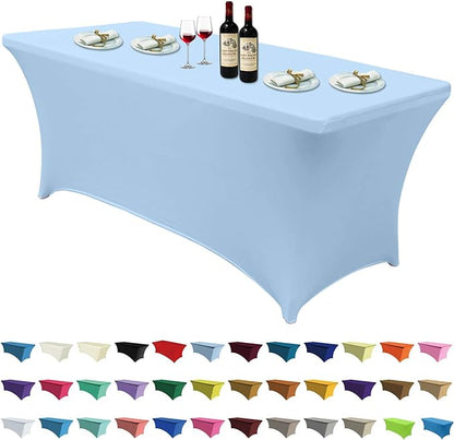 ABCCANOPY 6FT Spandex Table Cover, Stretch Fitted Tablecloth, Sky Blue | Rectangular Tight, Fitted, Washable and Wrinkle Resistant Table Protector for Wedding, Banquet,Birthday, Party, Event