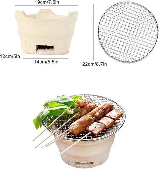 Portable Clay Charcoal Stove for Outdoor Cooking, Camping BBQ Grill, Traditional Picnic Grill, Essential Outdoor Cooking Gear for Adventures and Gatherings White Small