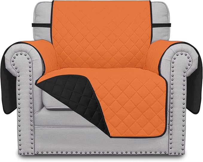 Easy-Going Reversible Couch Cover, Small Chair, Orange/Black | Machine Washable Slipcover For Dogs, Water Resistant Furniture Mat For Living Room, Non-Slip Sofa Cover, Pet Friendly