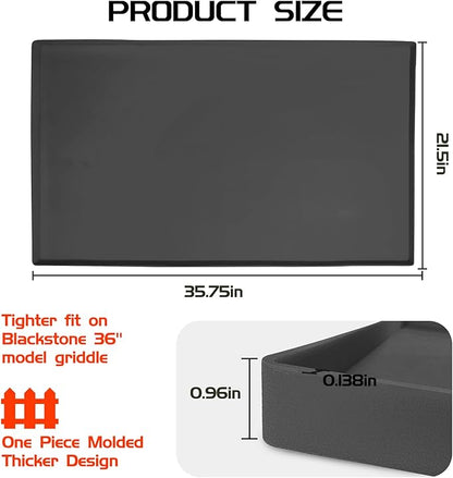 Silicone Griddle Mat for Blackstone 36 Inch Griddle, Heavy Duty Food Grade Silicone Griddle Cover, Griddle Accessories for Blackstone Grill, All Season Protective Cover (Gray, 36 Inch)