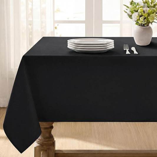 Softalker Rectangle Tablecloth, Waterproof Table Cloths Wrinkle Free Fabric Washable Polyester Table Cover for Dining Tables Party Outdoor Camping Parties Buffet - 60 x 102 inch, Black