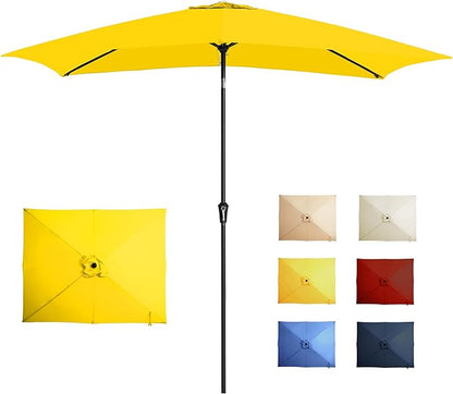 6.5x10FT Rectangular Patio Umbrella with Push Button Tilt & Crank Lift for Garden,UV Protection Outdoor Umbrella for Deck,Pool and Yard,Yellow