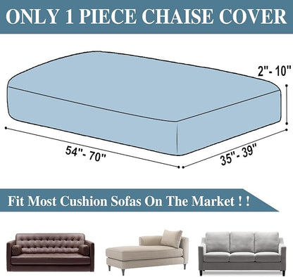 LA MEACK Couch Cushion Cover Chaise Lounge Cover Washable Separate Seat Chaise Couch Cover Stretch Sectional Sofa Slipcover(1 Piece for Chaise or Sofa 3-Seater, Blue)
