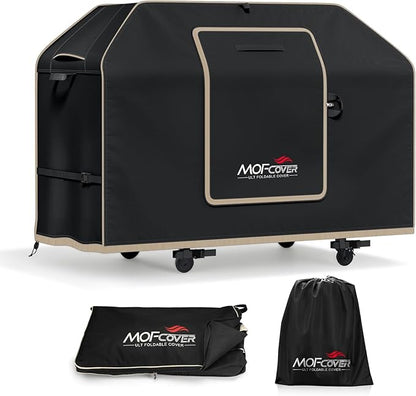 Exclusive Foldable 58 inch Grill Cover, 600D Heavy Duty Outdoor BBQ Cover for Weber Genesis II/EX/SX/LX 300 and Genesis 300 Series Weber 7130, 3-5 Burners Grill, Black