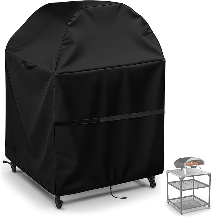 Outdoor Pizza Oven Table Cover for Ooni Oven and Medium Table, Waterproof Outdoor Grill Table Covers Pizza Oven Stand Covers (Cover Only) - 32''Lx24''Wx50''H / 83x63x127 cm, Black