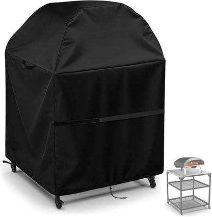 Outdoor Pizza Oven Table Cover for Ooni Oven and Large Table, Waterproof Outdoor Grill Table Covers Pizza Oven Stand Covers (Cover Only) - 32''Lx32''Wx52''H / 83x83x132 cm, Black