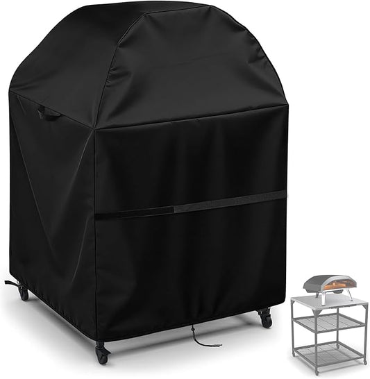Outdoor Pizza Oven Table Cover for Ooni Oven and Large Table, Waterproof Outdoor Grill Table Covers Pizza Oven Stand Covers (Cover Only) - 32''Lx32''Wx52''H / 83x83x132 cm, Black
