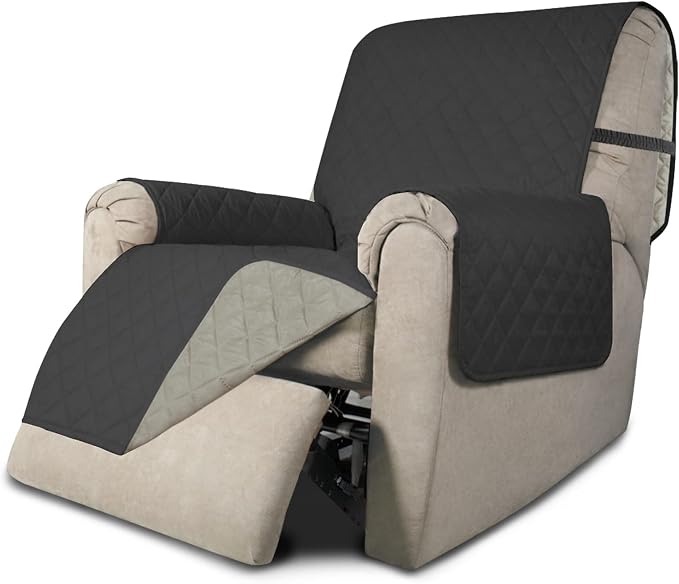Easy-Going Reversible Couch Cover, Recliner 22 in, Darkgray/Beige | Machine Washable Slipcover For Dogs, Water Resistant Furniture Mat For Living Room, Non-Slip Sofa Cover, Pet Friendly