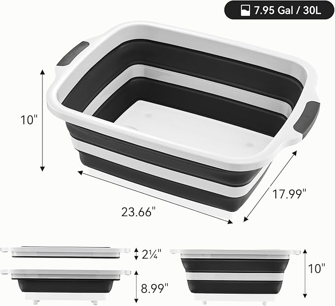BBQ Prep Tub with Lid and Cutting Board - Collapsible Barbecue Tool Set for Marinating, Grilling, BBQ Prep Station for Outdoor Cooking, Camping Kitchen Accessories & Barbecue Utensils, XX-Large Black
