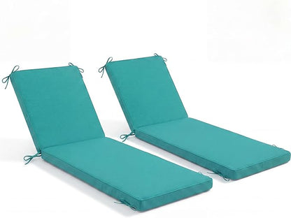 Chaise Lounge Cushions Outdoor, 72 x 21 Inch Water & Fade-Resistant Patio Furniture Lounge Cushion Set of 2, Beach Umbrella Lounger Chair Replacement Cushion with Removable Cover Pad, Lake Blue