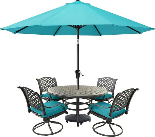 MASTERCANOPY 9ft Patio Umbrella with Tilt & Crank, Turquoise | 8 sturdy ribs;UV/water resistant;Vent;easy setup;for garden/deck/backyard/pool