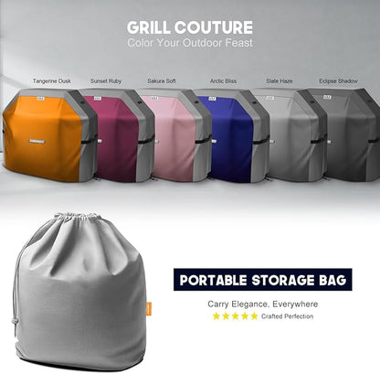 LIBZAKI Grill Cover 420D Waterproof, Weather Resistant, Rip-Proof, Anti-UV, Fade Resistant,Gas Grill Cover for Weber,Char Broil,Nexgrill Grills, etc.52 inches-Gray