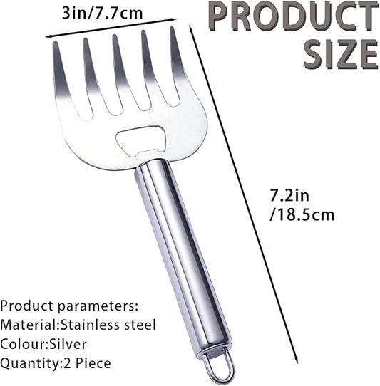 Stainless Steel Pulled Pork Tools for Shredding Meat, Sharp Stainless Steel Food Shredding Fork, Meat Shredder Claws for Shredding, Chicken Shredder, 7.2 inches, 2 Piece
