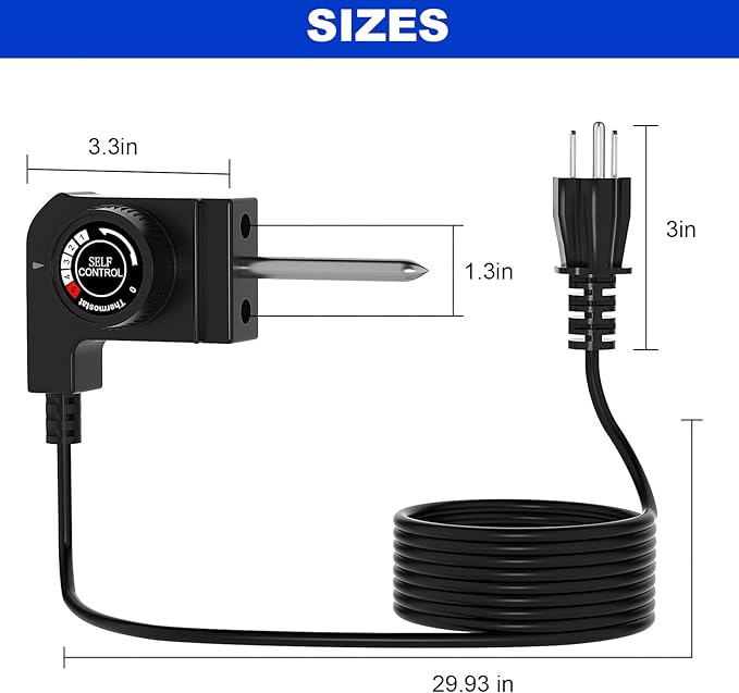 Electric Skillet Cord Replacement,15A/125V Griddle Power Cord Compatible with Masterbuilt Smokers & Electric Griddles,Adjustable Thermostat Probe Cord