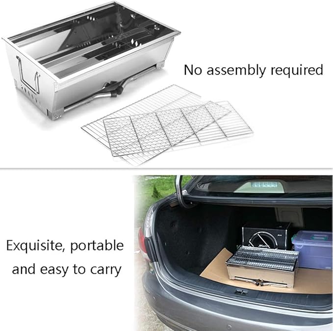 Charcoal Grill Portable Stainless Steel Folding Grill Fold Barbecue Charcoal Grill Stove Shish Kebab BBQ Patio Camping BBQ Grill