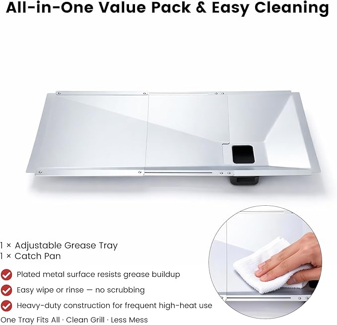 Adjustable Universal Grease Tray with Catch Pan - Extends 23.6" to 31.6", Fits 3/4/5 Burner Gas Grills for Nexgrill, Charbroil, Dyna-Glo, Kenmore, BHG, Grill Master, Uniflame
