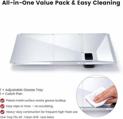 Adjustable Universal Grease Tray with Catch Pan - Extends 23.6" to 31.6", Fits 3/4/5 Burner Gas Grills for Nexgrill, Charbroil, Dyna-Glo, Kenmore, BHG, Grill Master, Uniflame