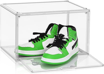 Clear Acrylic Shoe Box Size 14, Stackable Everyday Footwear Storage | Fits size 14 sneakers,casual shoes and athletic footwear. Clear acrylic design with magnetic door & dustproof storage.1 Pack