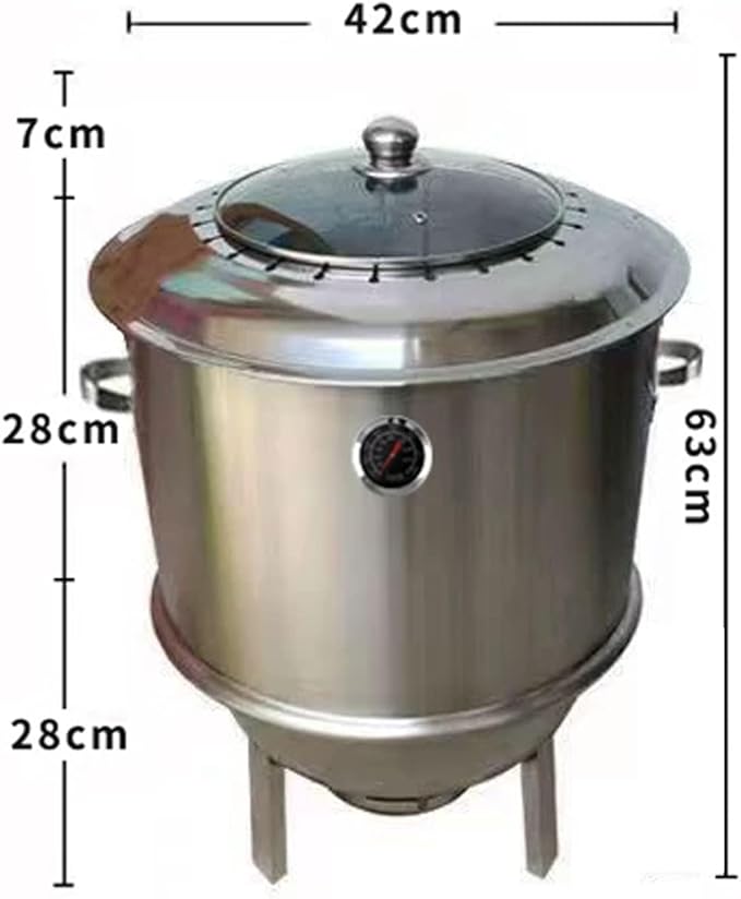 Stainless Steel Charcoal Roast Duck Oven Smokeless BBQ Grill with 400°C Temperature Gaugee and Various Accessories for Duck Turkey Goose Mutton Sucking Pig BBQ About(B)