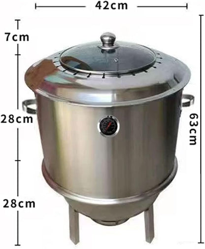 Stainless Steel Charcoal Roast Duck Oven Smokeless BBQ Grill with 400°C Temperature Gaugee and Various Accessories for Duck Turkey Goose Mutton Sucking Pig BBQ About(B)