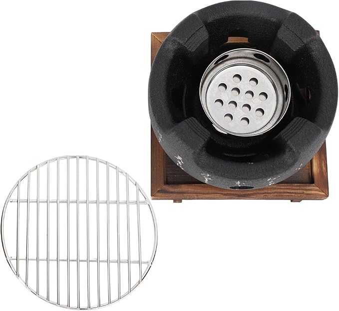 Japanese Grill Mini Portable Japanese BBQ Grill Round Food Charcoal Stove Household Barbecue Tool (S)