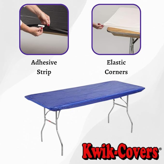 8' Rectangular Plastic Table Covers 30" x 96" (8 Feet), (10 Pack, Royal Blue)