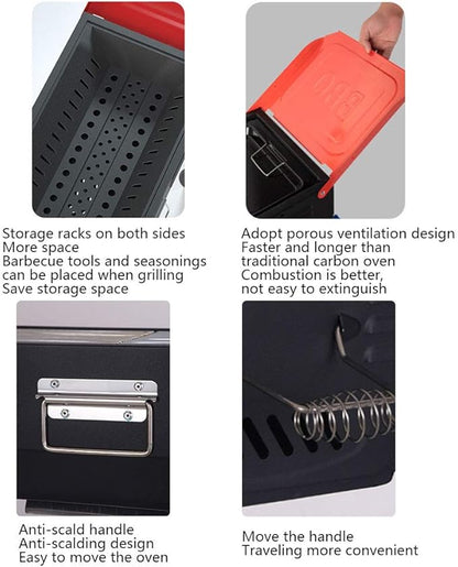 Portable Charcoal Grill Folding Charcoal BBQ Grill Utensil Stainless Steel Barbecue Grill, for Outdoor BBQ Garden Terrace Camping Picnic 120 * 31 * 65Cm