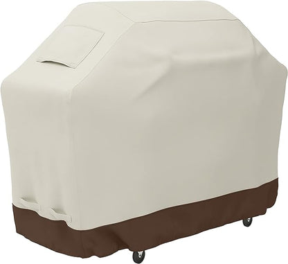 Amazon Basics Gas Grill Barbecue Cover, Weather Resistant, Anti-UV Protection with Secure Straps, Waterproof, 60 inch, Medium for Outdoor Grills, Beige