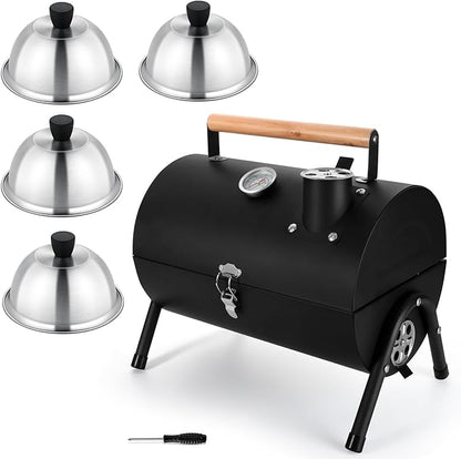 4 Pack 6in Melting Dome for Portable Charcoal Grill, Tabletop Charcoal Grill for Outdoor, Mini BBQ Grill Basting Cover for Griddle, Heavy Duty Stainless Steel Grill Dome
