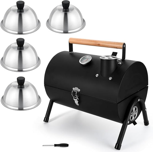 4 Pack 6in Melting Dome for Portable Charcoal Grill, Tabletop Charcoal Grill for Outdoor, Mini BBQ Grill Basting Cover for Griddle, Heavy Duty Stainless Steel Grill Dome