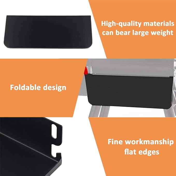 Folding Front Shelf with Bracket Fits for Traeger Pro 34, Texas Elite 34, Century 885 Costco and Eastwood 34, 36.75" x 11.5" Porcelain Steel Grill Accessories Replacement for BAC363 Folding Shelf