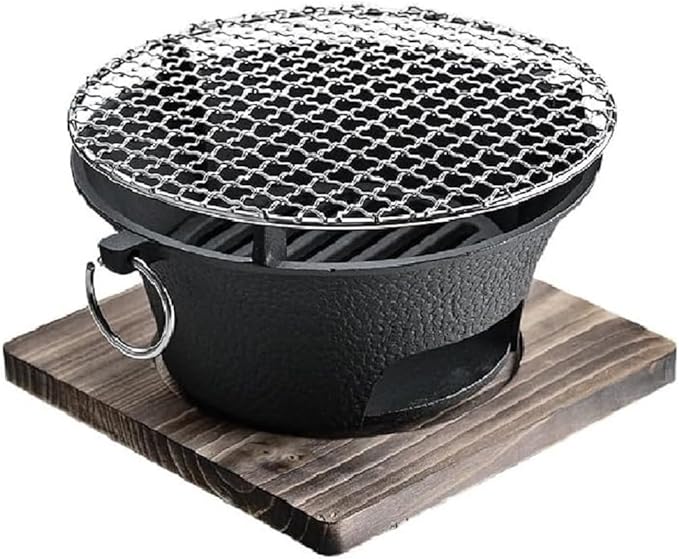 BBQ Charcoal Grill, cast iron charcoal grill,Hibachi Grill,Mini Charcoal Grill Camping Stove Portable Barbecue Stove, Stove for Indoor Outdoor Picnic BBQ Party,Home Picnic, Camping (10.2)