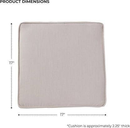 Indoor/Outdoor Chair Pads in Sunbrella Fabric – 17''x17'' Patio Seat Cushions with Foam Insert, Removable Reversible Cover & Ties for Patio Dining Chairs – Set of 2 or 4, Cast Pumice