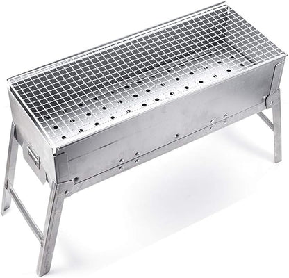Silver Barbecue Portable Charcoal Grill, Foldable Camping BBQ Grills for Outdoor Household Barbecue, Easy Carry Barbecue Grill for Backyard Patio Tailgating,A-1