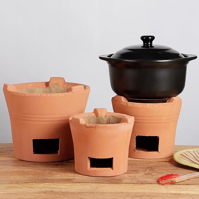 Red Clay Charcoal Stove, Camping Clay Stove, Outdoor Pottery Barbecue Stove, Clay Grilling Stove, Home Heating Stove, Camping Barbecue Tool for Outdoor, Tea Room, Indoor(23x19.5cm/9x7.6in)