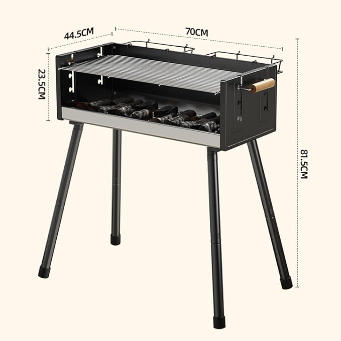 Large Outdoor Charcoal BBQ Grill Outdoor Cooking Barbecue Grill Extra Large Cooking Area with Height Adjustable Cooking Grate for Backyard Camping Picnics Beach