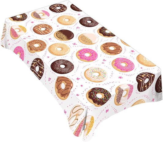 TKS MITLAN Donuts Tablecloth 60x84 Inch Rectangular Sweet Food Heart Shape Dots Chocolate Sauce Dessert Oblong Table Cloth Kitchen Table Decorations for Home Dinner Party