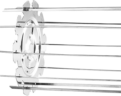 Stainless Steel Rotisserie Skewers, 10 Piece Oven Rotisserie Kit with Detachable Skewers and Plates Food Grade for BBQ Grilling Kebabs Chicken Vegetables