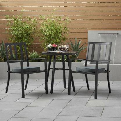 Set of 2 Outdoor 18 inch Round Patio Dining Chair Pads – Comfortable Fiber-Filled Seat Cushions with Ties, Reversible Polyester Fabric - Carbon